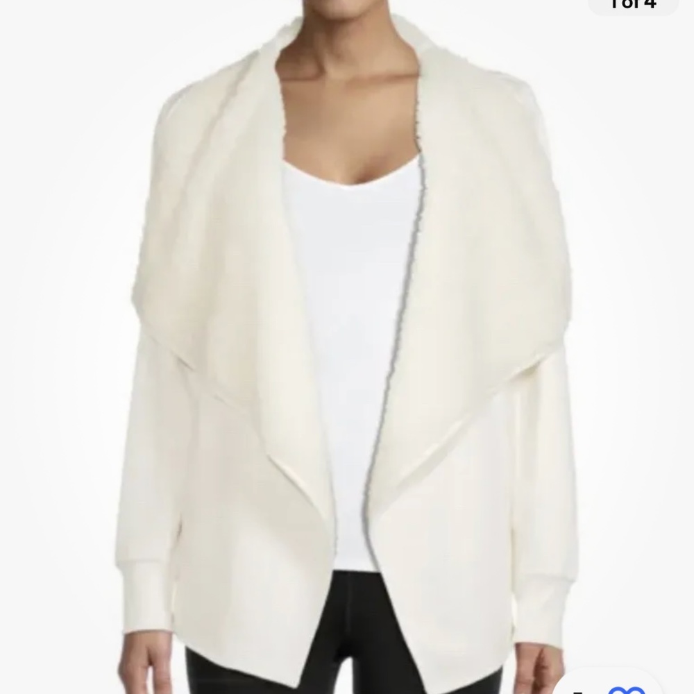 Avia Women’s Sherpa Lined Winter White Open Cardigan Size XXXL (22) NEW